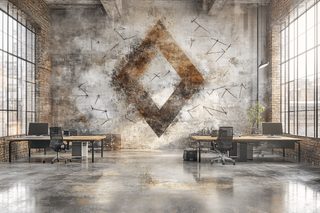 Modern Office with Diamond Wall Art