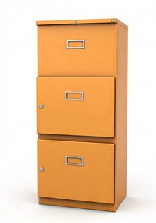 orange filing cabinet