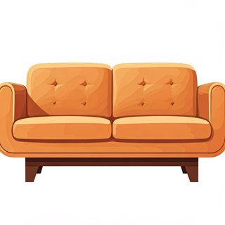 orange tufted sofa