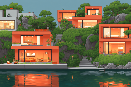 Modern Orange Waterfront Houses