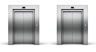 silver elevator doors