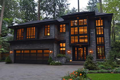 Modern Stone House At Dusk