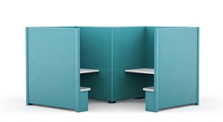 teal office cubicle