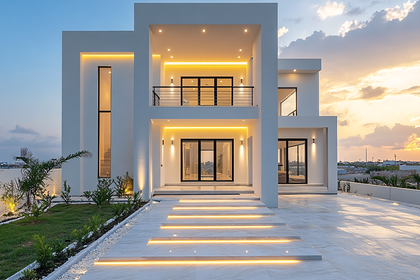 Modern White House Exterior at Twilight