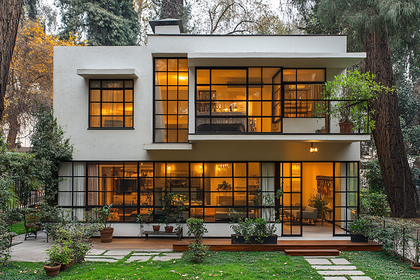 Modern White House with Large Windows