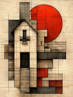 Mondrian House with Red Circle