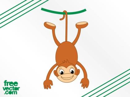 Monkey and Vine Free Vector