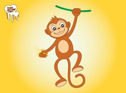 Monkey With Banana Free Vector