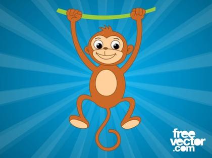 Monkey With Vine Free Vector
