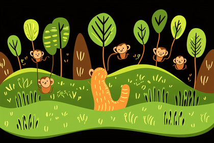 Monkeys In Jungle