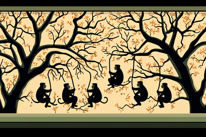 Monkeys In Tree Silhouettes