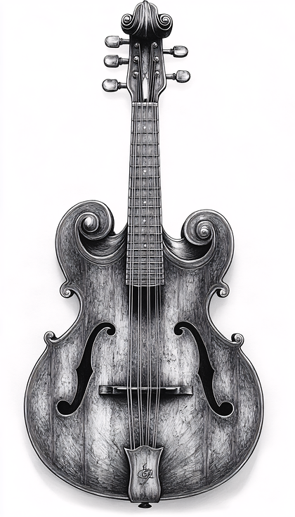 Monochrome Mandolin Illustration