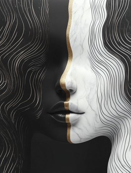 Monochrome Marble Face with Gold Accent