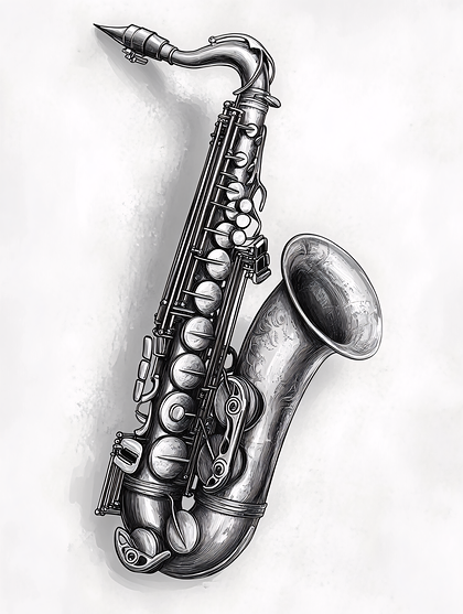 Monochrome Saxophone Illustration