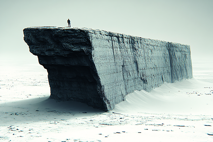 Monolith in Desolate Landscape