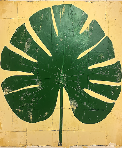 Monstera Leaf Gold Green Art
