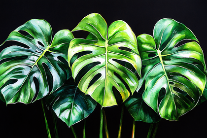Monstera Leaf Watercolor Painting