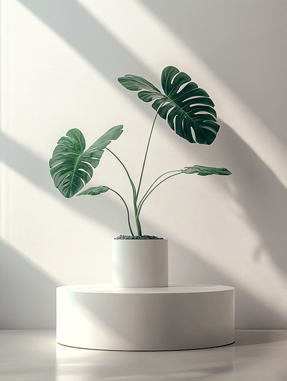 Monstera Plant on White Stand