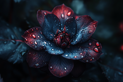 Moody Bloom with Raindrops