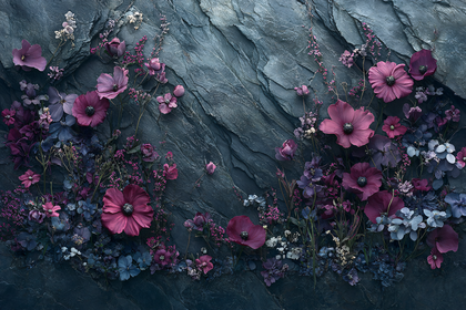 Moody Floral Arrangement on Slate Stone