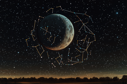 Moon And Constellations Night Sky
