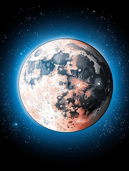 Moon In Starry Space