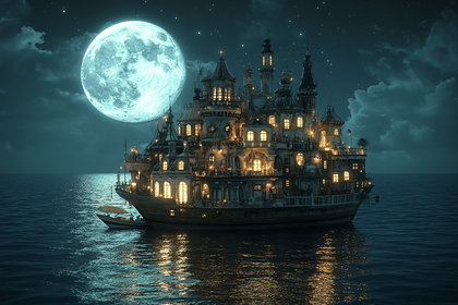 Moonlit Castle Ship