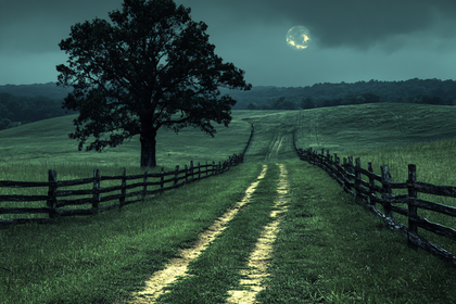 Moonlit Path Through Countryside