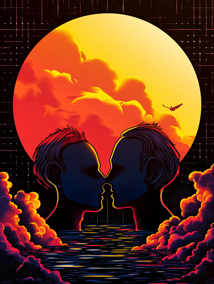 Moonlit Silhouette Kiss