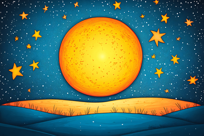Moonlit Starry Night Landscape