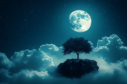 Moonlit Tree in the Sky