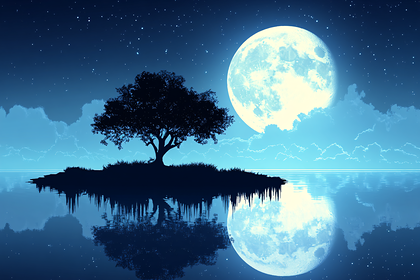 Moonlit Tree Silhouette
