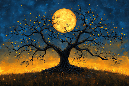 Moonlit Tree Silhouette