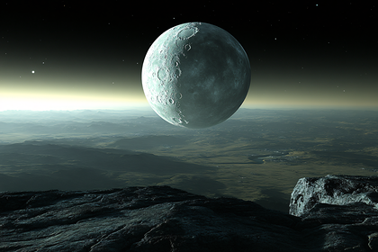 Moonrise Over Alien Landscape