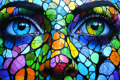 Mosaic Face Colorful