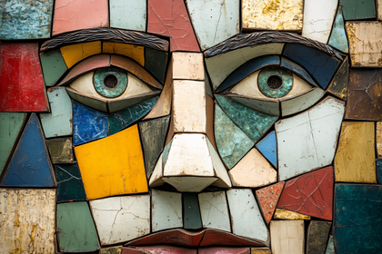 Mosaic Face Sculpture