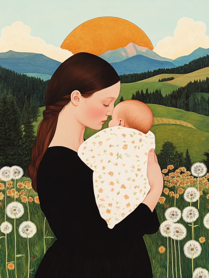 Mother and Child in Meadow