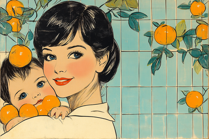 Mother And Child With Oranges