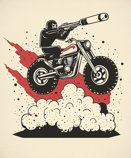Motorcycle Rider with Gun