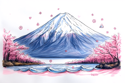 Mount Fuji and Cherry Blossoms