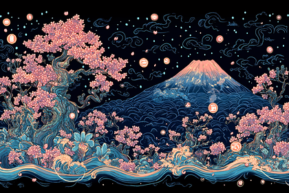 Mount Fuji and Cherry Blossoms Japanese Landscape