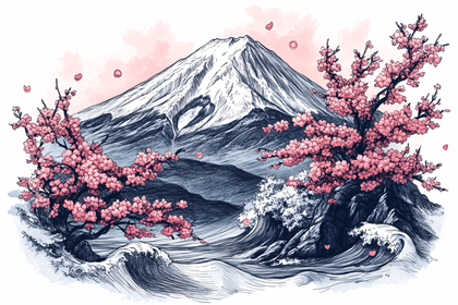 Mount Fuji and Cherry Blossoms