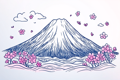 Mount Fuji And Cherry Blossoms