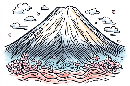 Mount Fuji Cherry Blossom Scene