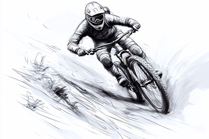 Mountain Biker Downhill Sketch