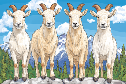 Mountain Goats Standing on Rocks