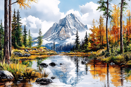 Mountain Lake in Autumn
