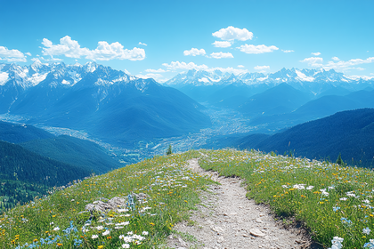 Mountain Path with Wildflowers