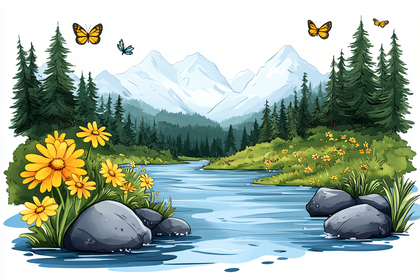 Mountain River Landscape