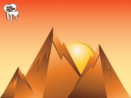 Mountain Sunrise Design Free Vector